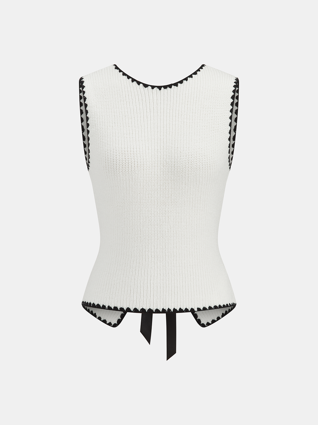 Gilet pull à nouer avec bord festonné