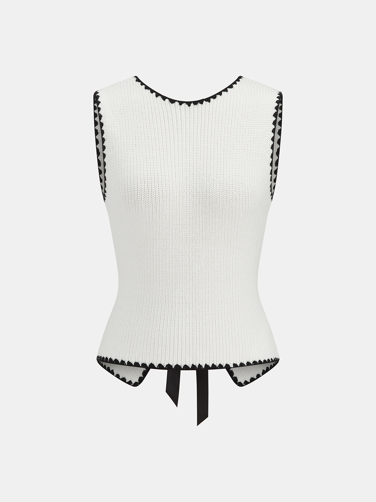 Gilet pull à nouer avec bord festonné