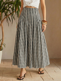 Jupe midi plissée taille haute à carreaux vichy