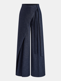 Pantalon large asymétrique cache-cœur à traîne