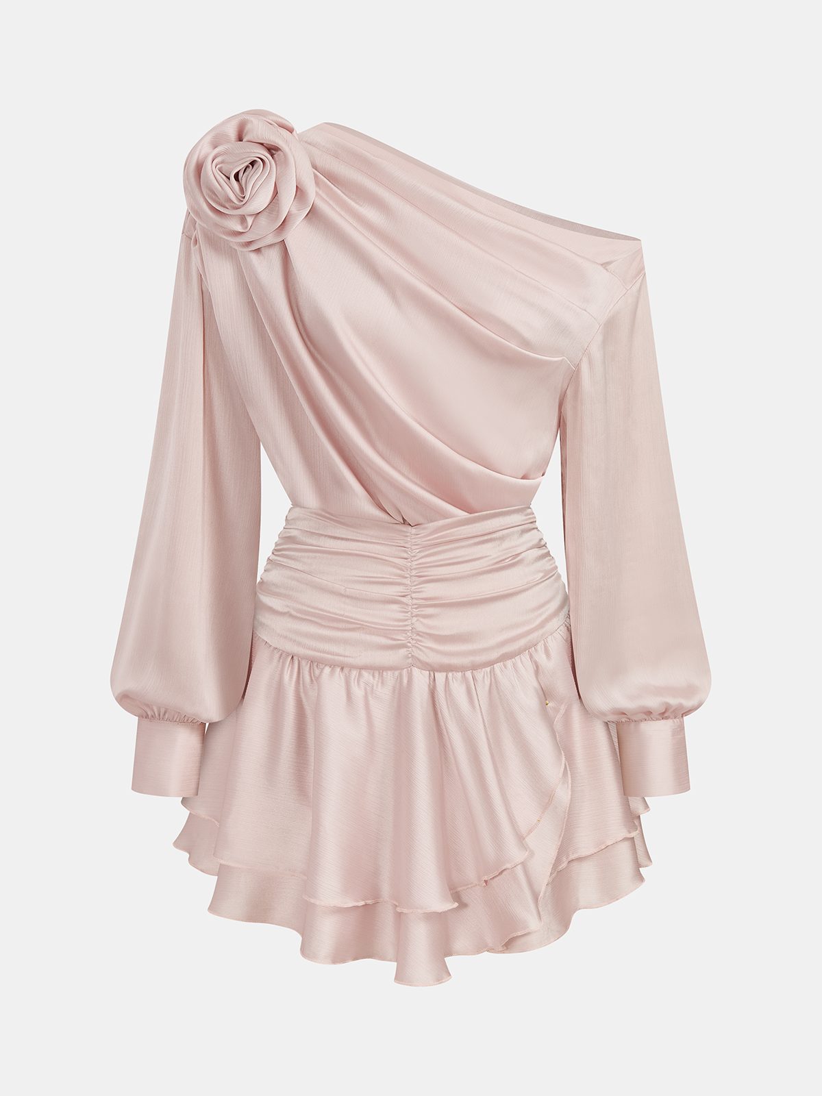 Ensemble haut asymétrique et mini-jupe rose 3D