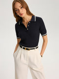 Poloshirt aus Strick mit Kontrastbesatz
