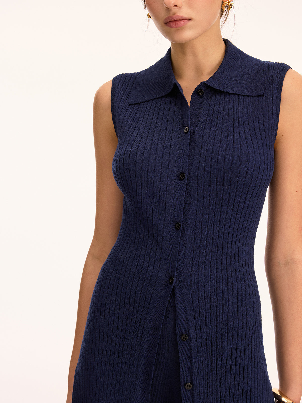 Ärmelloses Stricktunika-Top und Hose Set