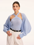Neckholder-Stricktop und Bolero-Shrug zweiteilig
