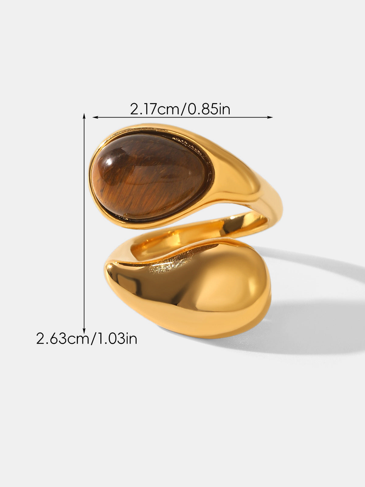 Bague ouverte en œil de tigre