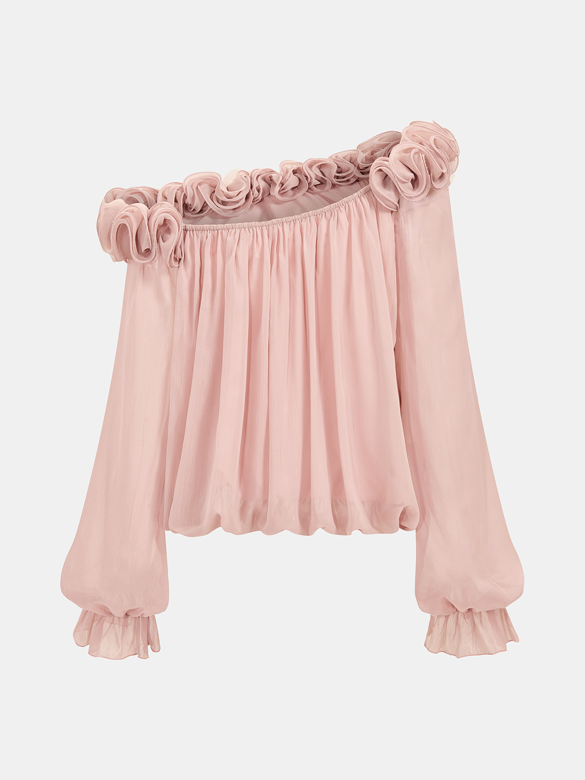 Carmenbluse mit Rüschen und Puffärmeln