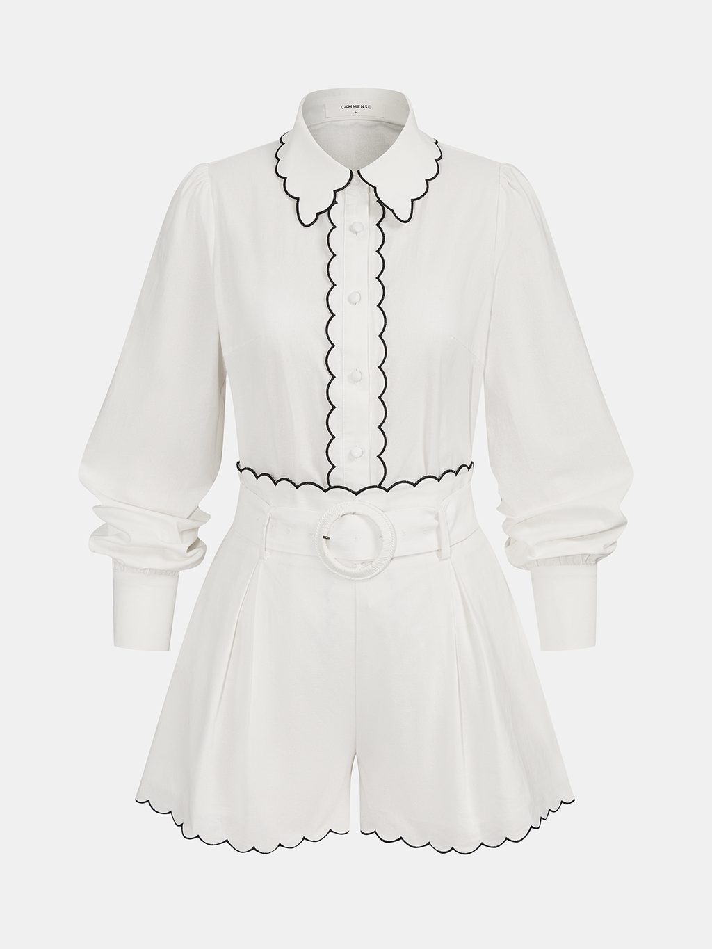 Set aus Baumwollhemd mit Wellensaum und Shorts