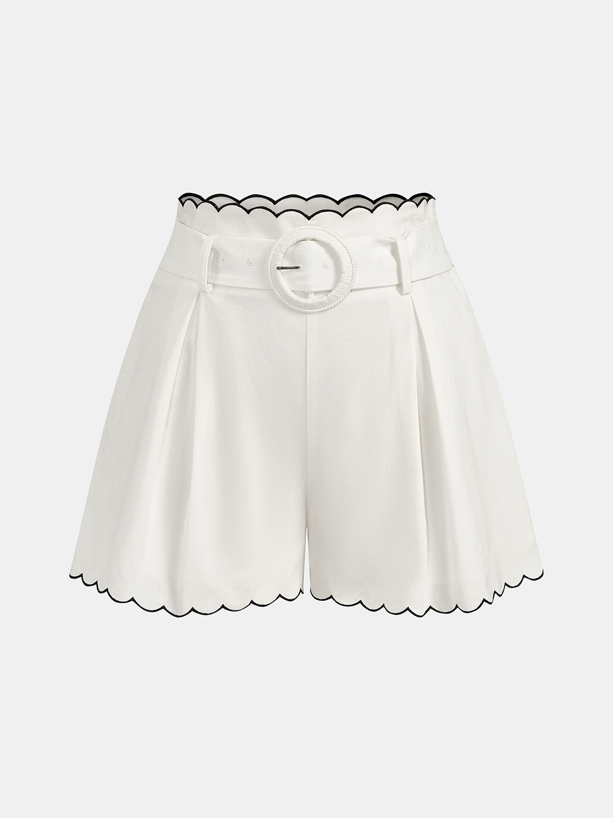 Set aus Baumwollhemd mit Wellensaum und Shorts