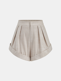 Gestreifte Shorts aus Baumwolle mit Mid-Waist und Falten
