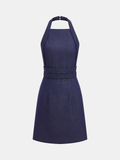 Geflochtenes Neckholder-Rückenfrei-Minikleid