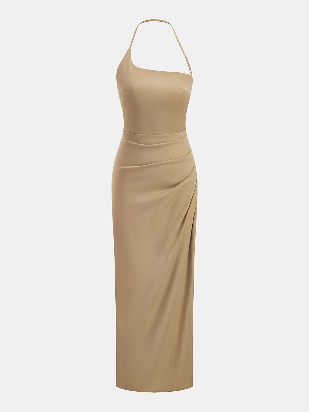 Halter Neck Gerafftes Bodycon Maxikleid