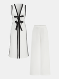 Ensemble gilet long et pantalon avec nœud papillon