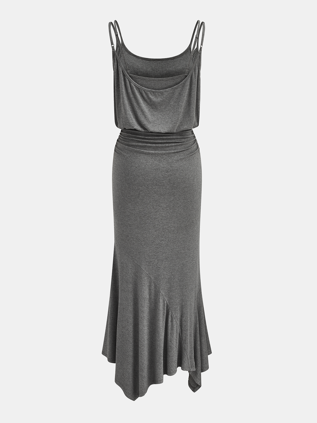 Gerüschtes asymmetrisches Cami-Maxikleid