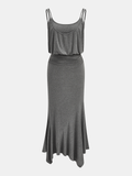 Gerüschtes asymmetrisches Cami-Maxikleid
