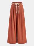 Pantalon large plissé à nouer à la taille