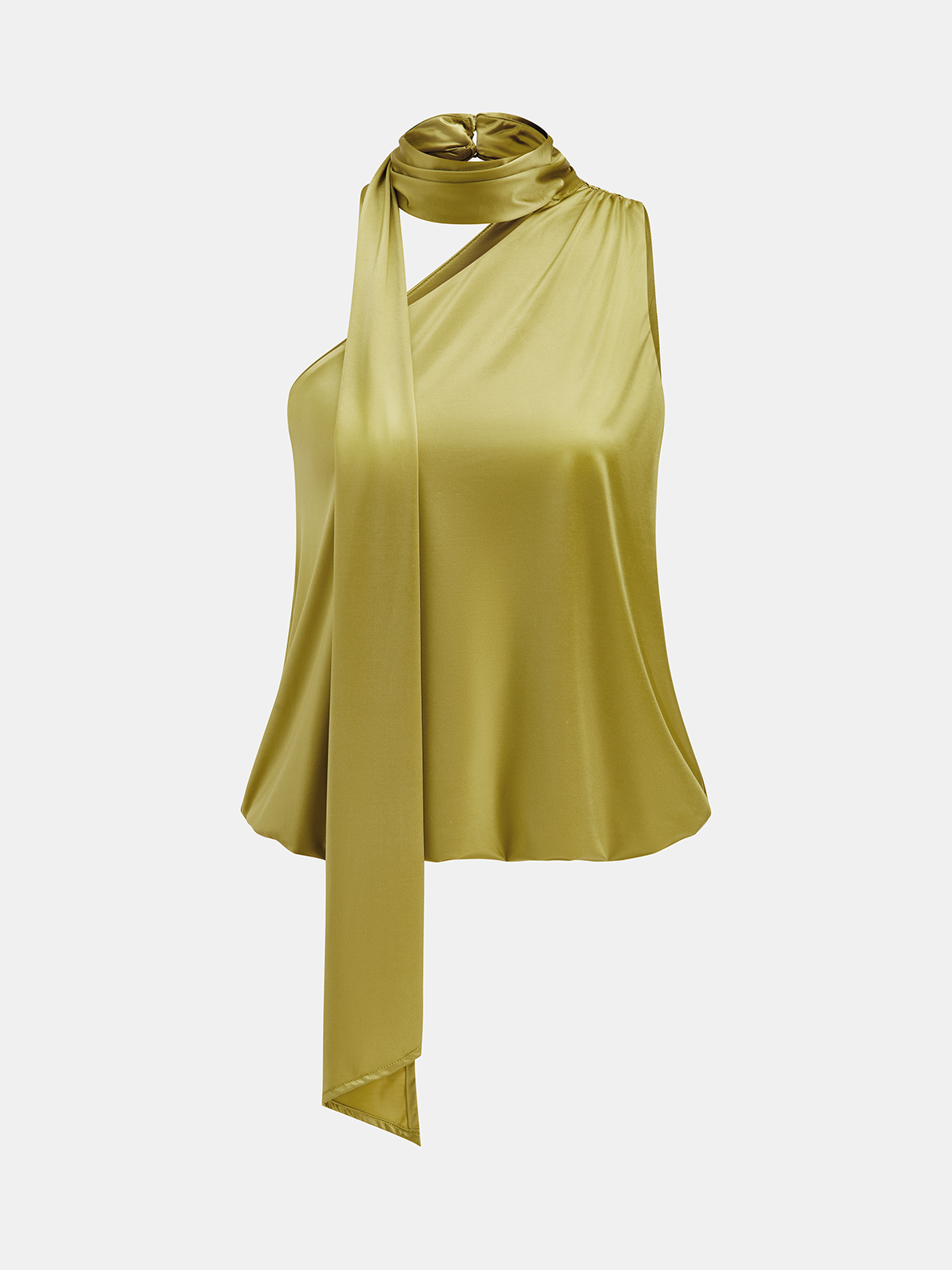 Satin-Top mit Schleifenkragen und One-Shoulder-Schnitt