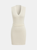 Ärmelloses Bodycon-Strickkleid mit V-Ausschnitt