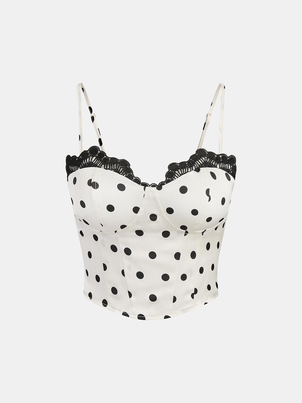 Ensembles caraco et jupe en dentelle à pois