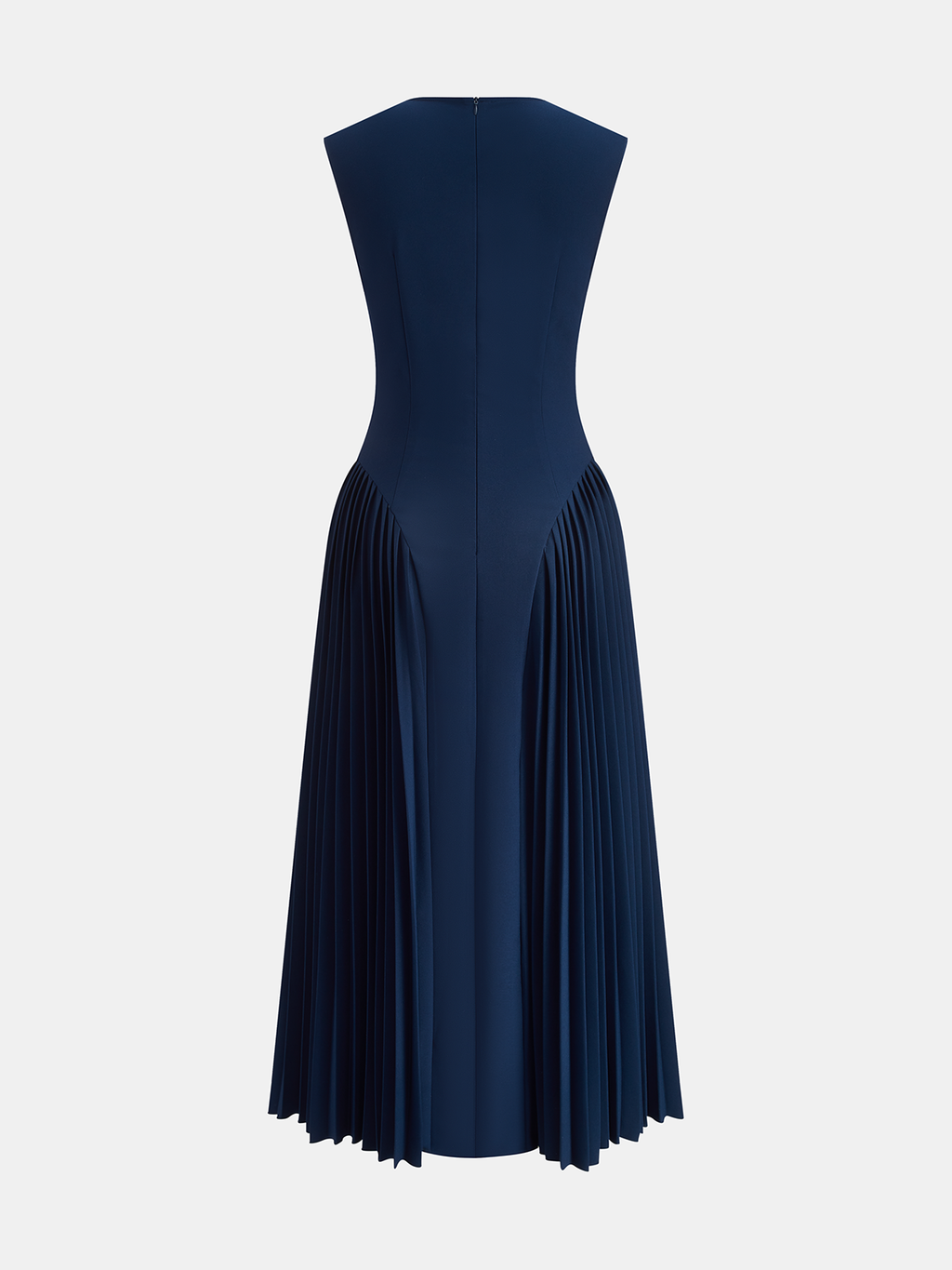 Ärmelloses, tailliertes, plissiertes Maxikleid