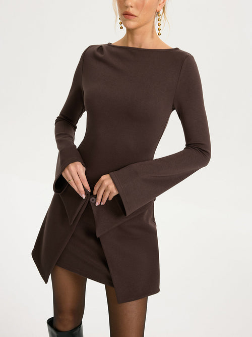 2-in-1 Wickel-Minikleid mit langen Ärmeln