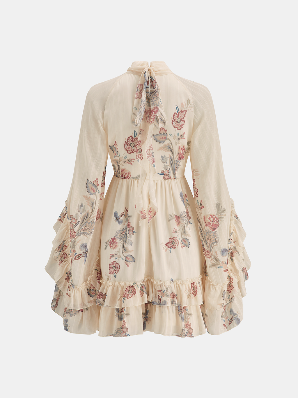 Mini-robe étagée en mousseline fleurie à volants