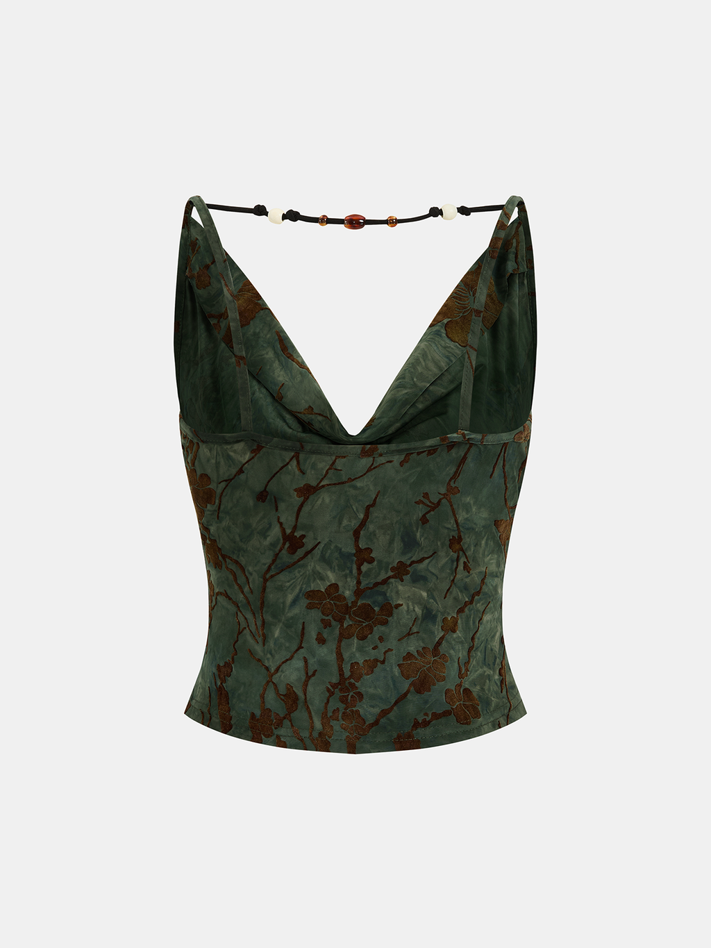 Flocked Floral Cowl Neck Cami Top
