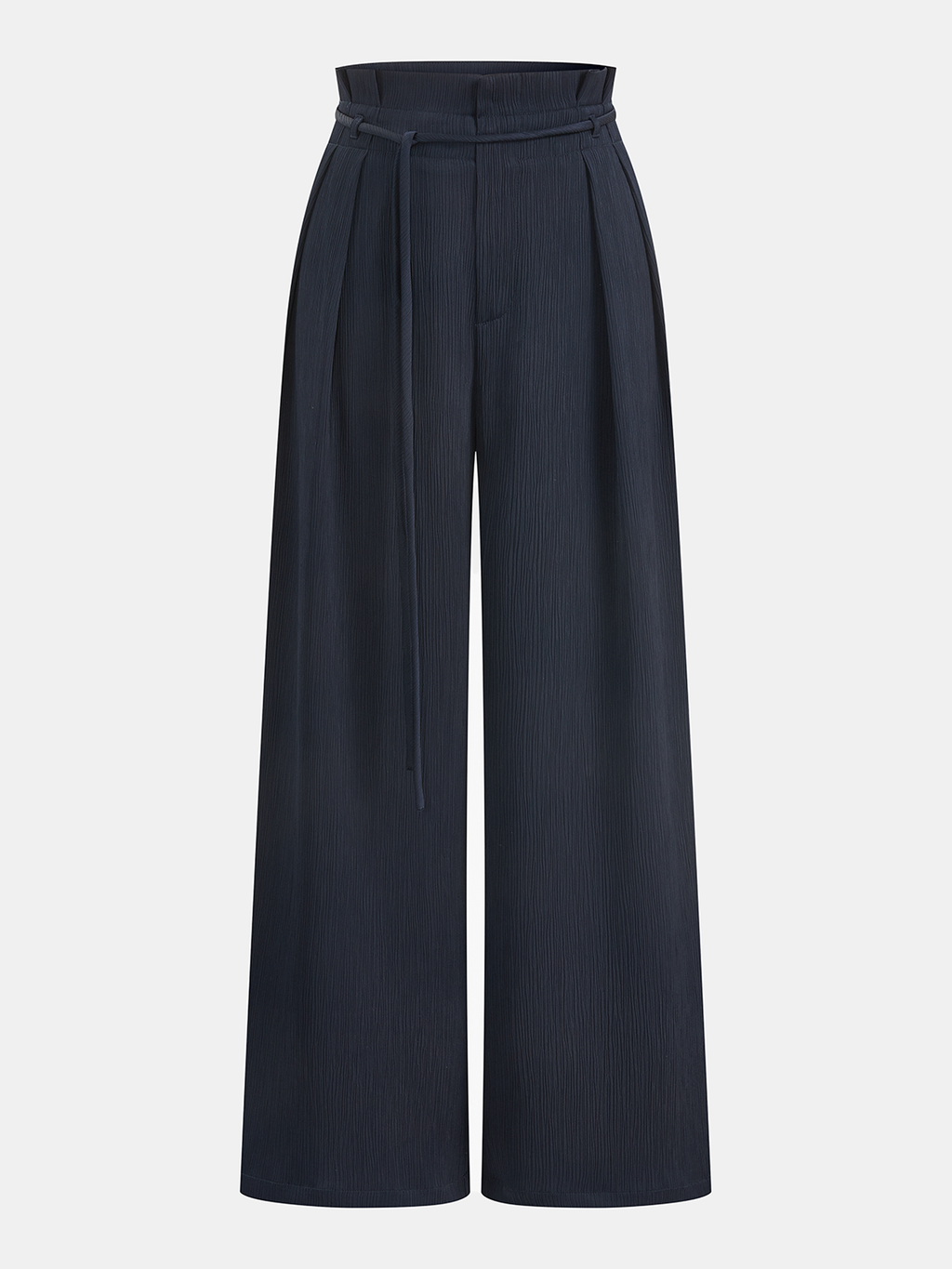 Satinhose mit Papiertütenbund und weitem Bein