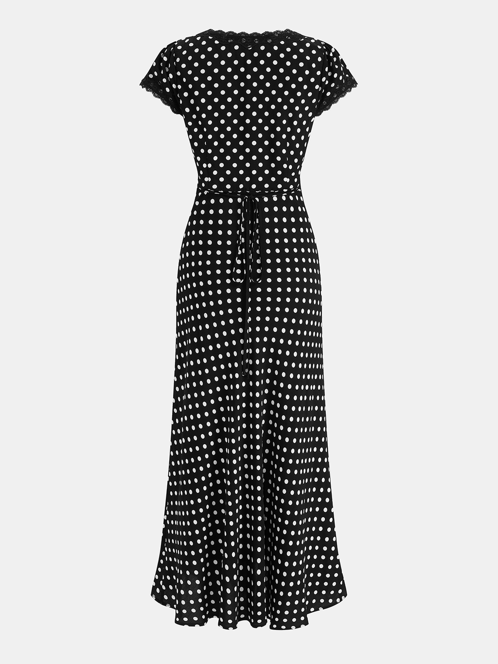 Maxikleid mit V-Ausschnitt aus gepunkteter Spitze