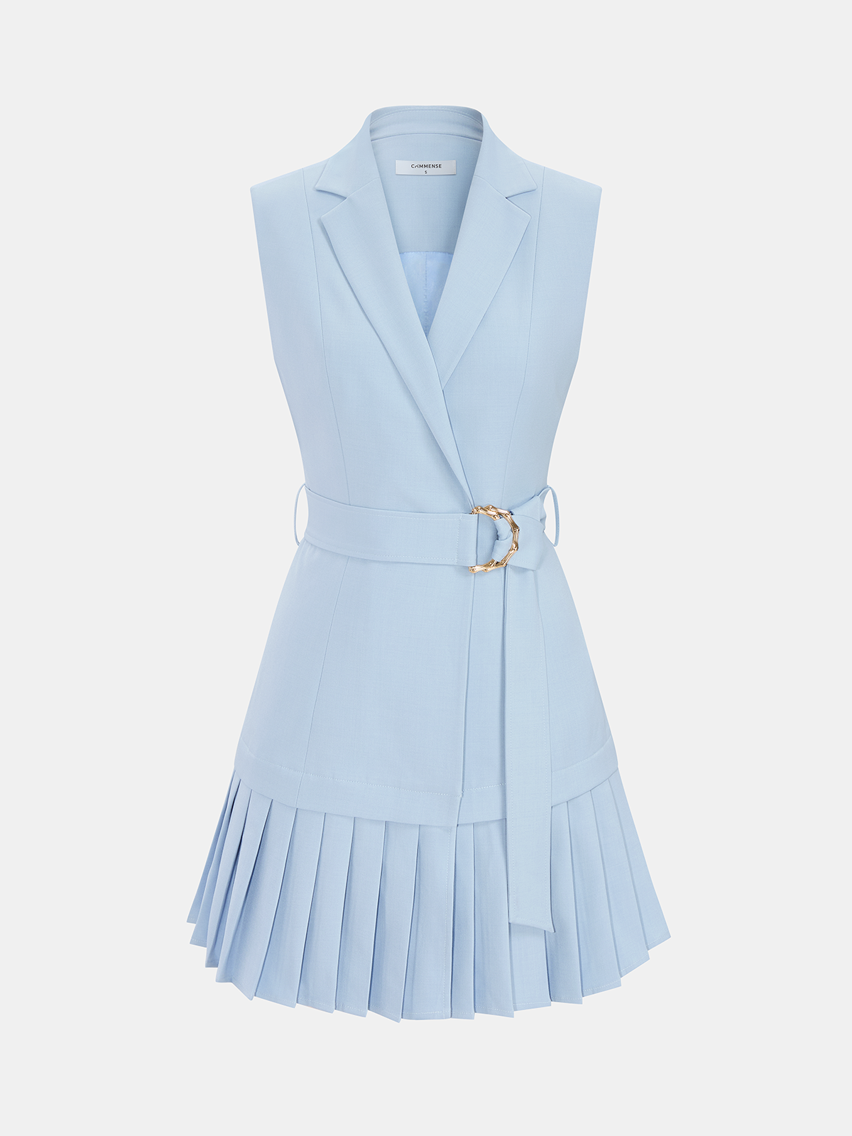 Gürtel-Plissee-Blazer-Minikleid ohne Ärmel