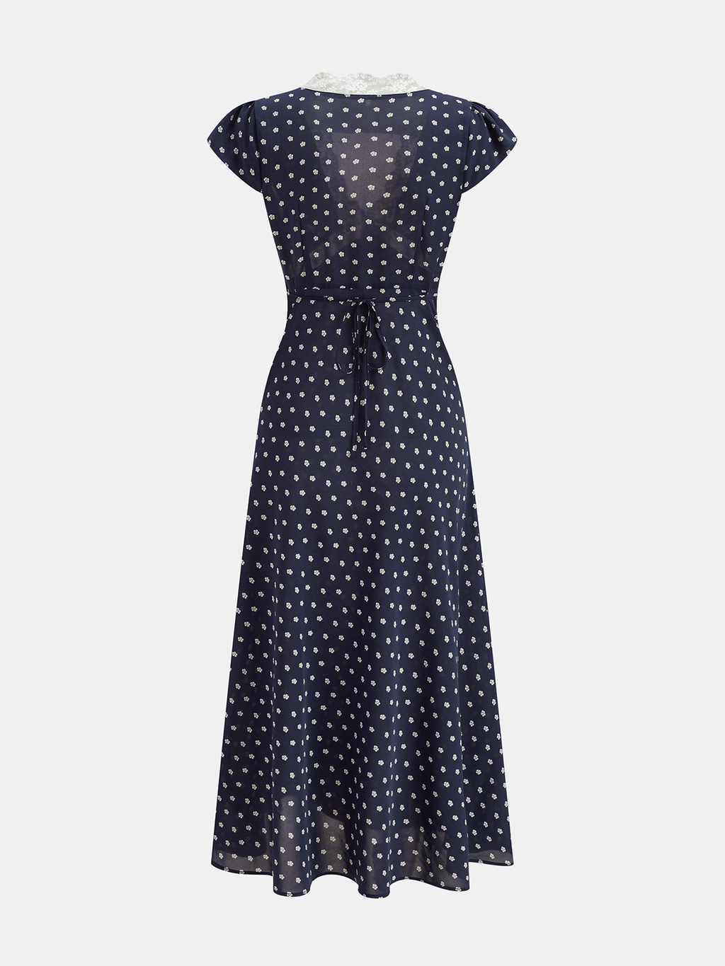 Maxikleid mit Blumenmuster-Spitze und V-Ausschnitt