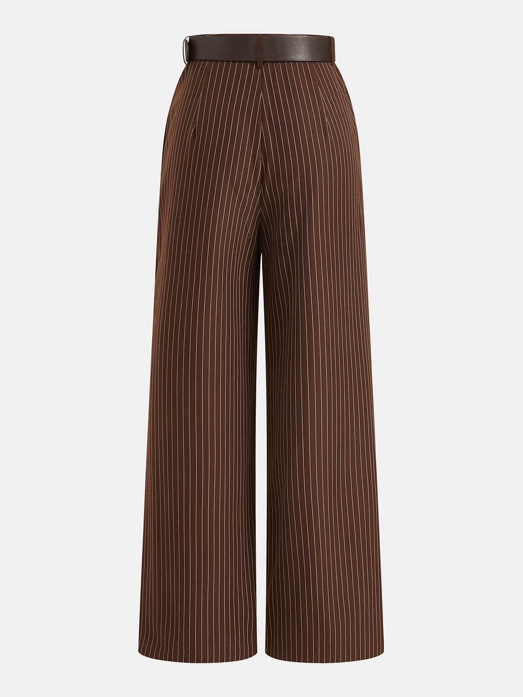 Pinstripe Sleeveless Top and Pants Set with Belt