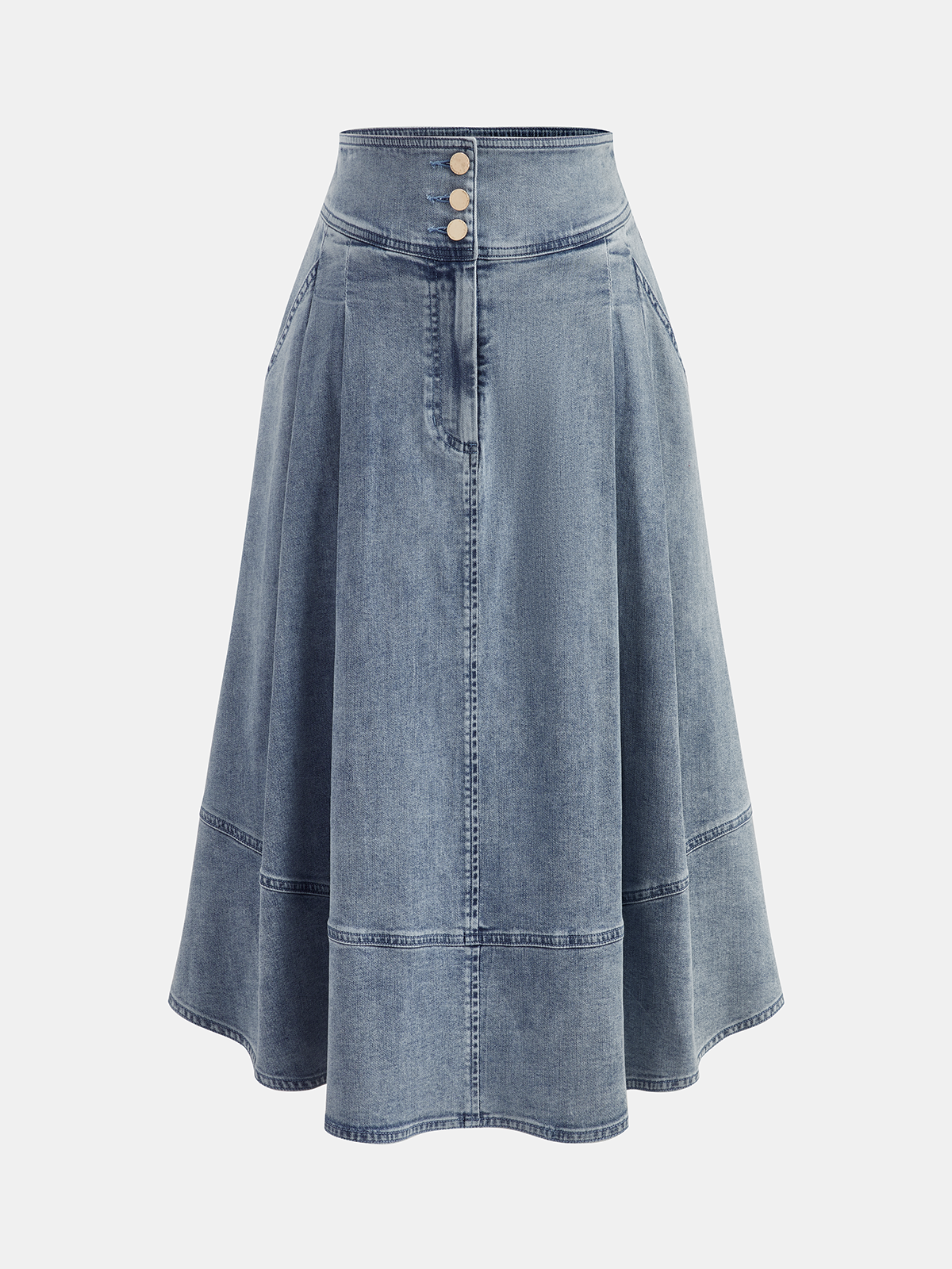 Jupe en jean évasée boutonnée taille haute
