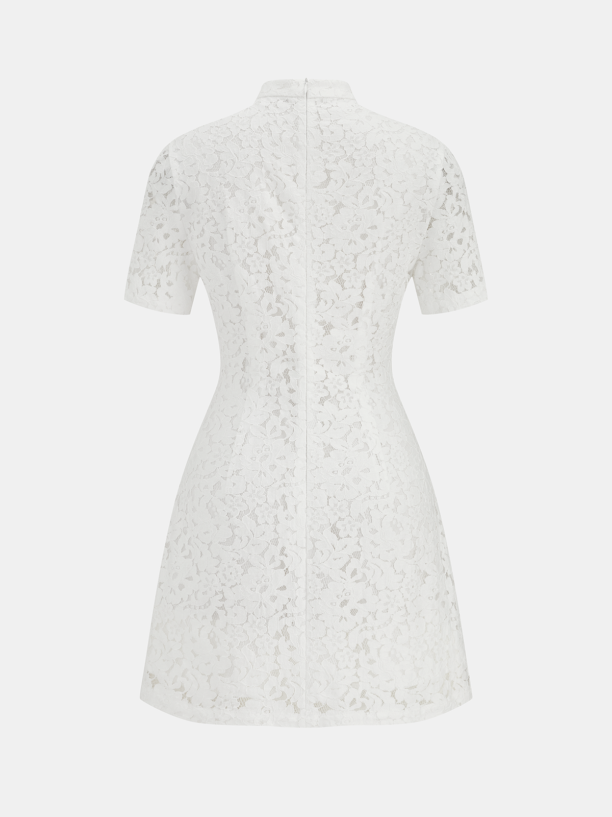 Robe Cheongsam à Manches Courtes en Dentelle