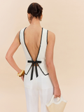 Gilet pull à nouer avec bord festonné