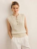 Gilet pull sans manches Henley en maille torsadée