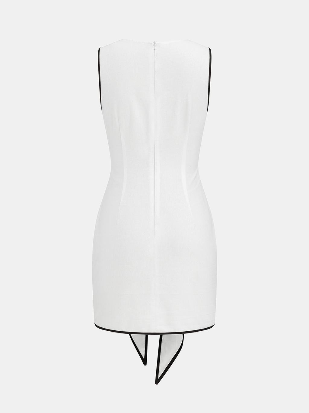Mini-robe sans manches en coton et lin avec nœud à la taille