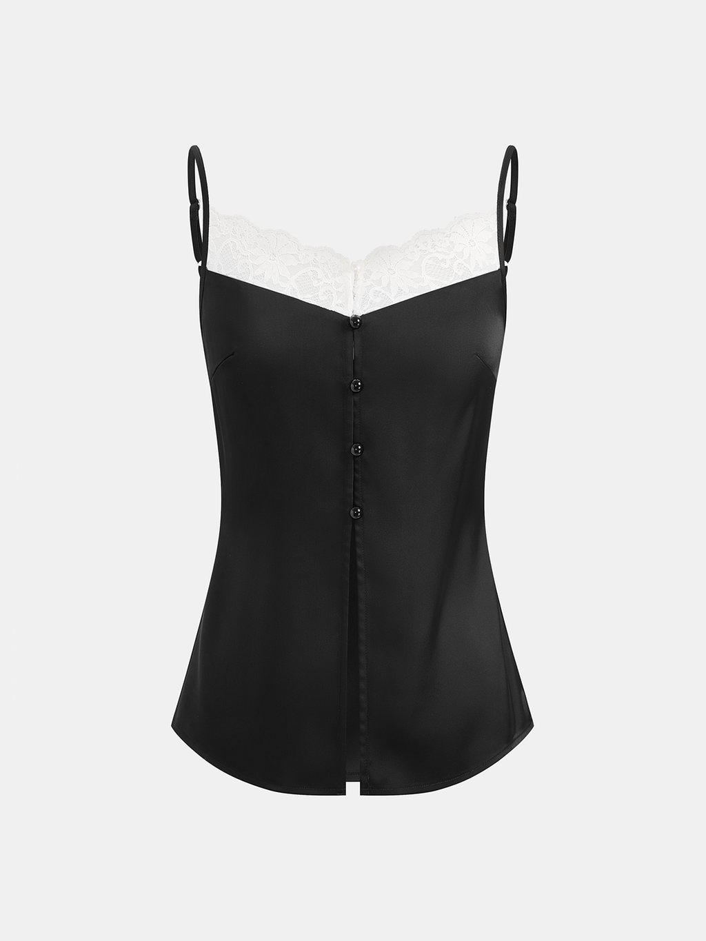 Satin-Cami-Top mit Spitzenbesatz