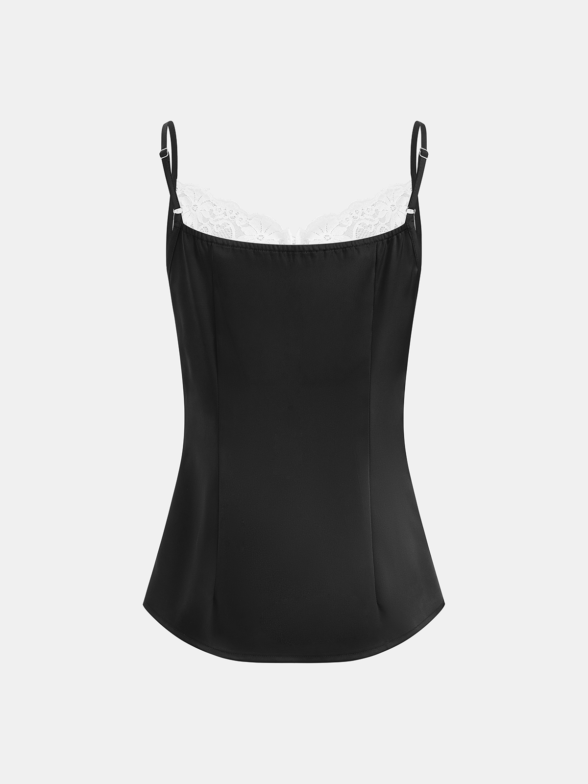 Satin-Cami-Top mit Spitzenbesatz