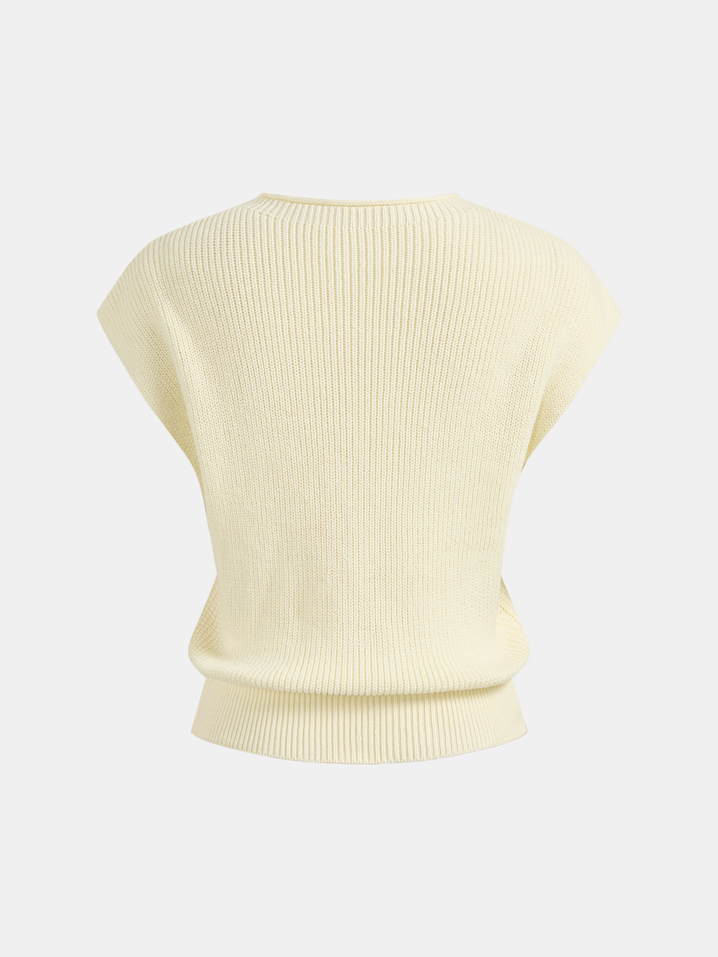 Gerippte Strickweste mit floraler 3D-Applikation