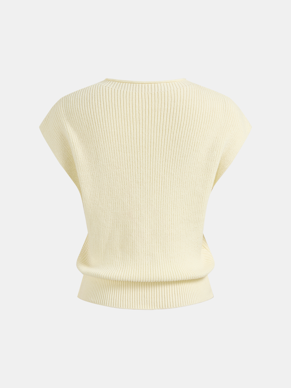 Gerippte Strickweste mit floraler 3D-Applikation
