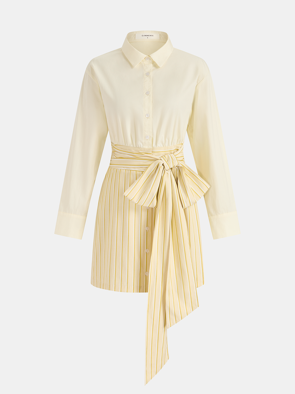 Robe chemise rayée en coton avec lien à la taille