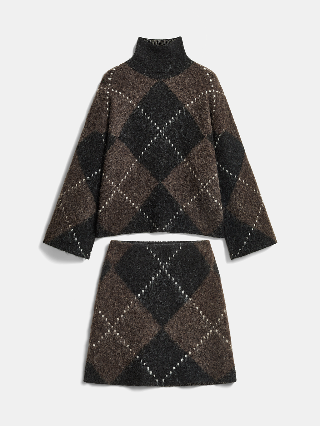 Ensemble pull en laine mélangée Argyle et mini-jupe