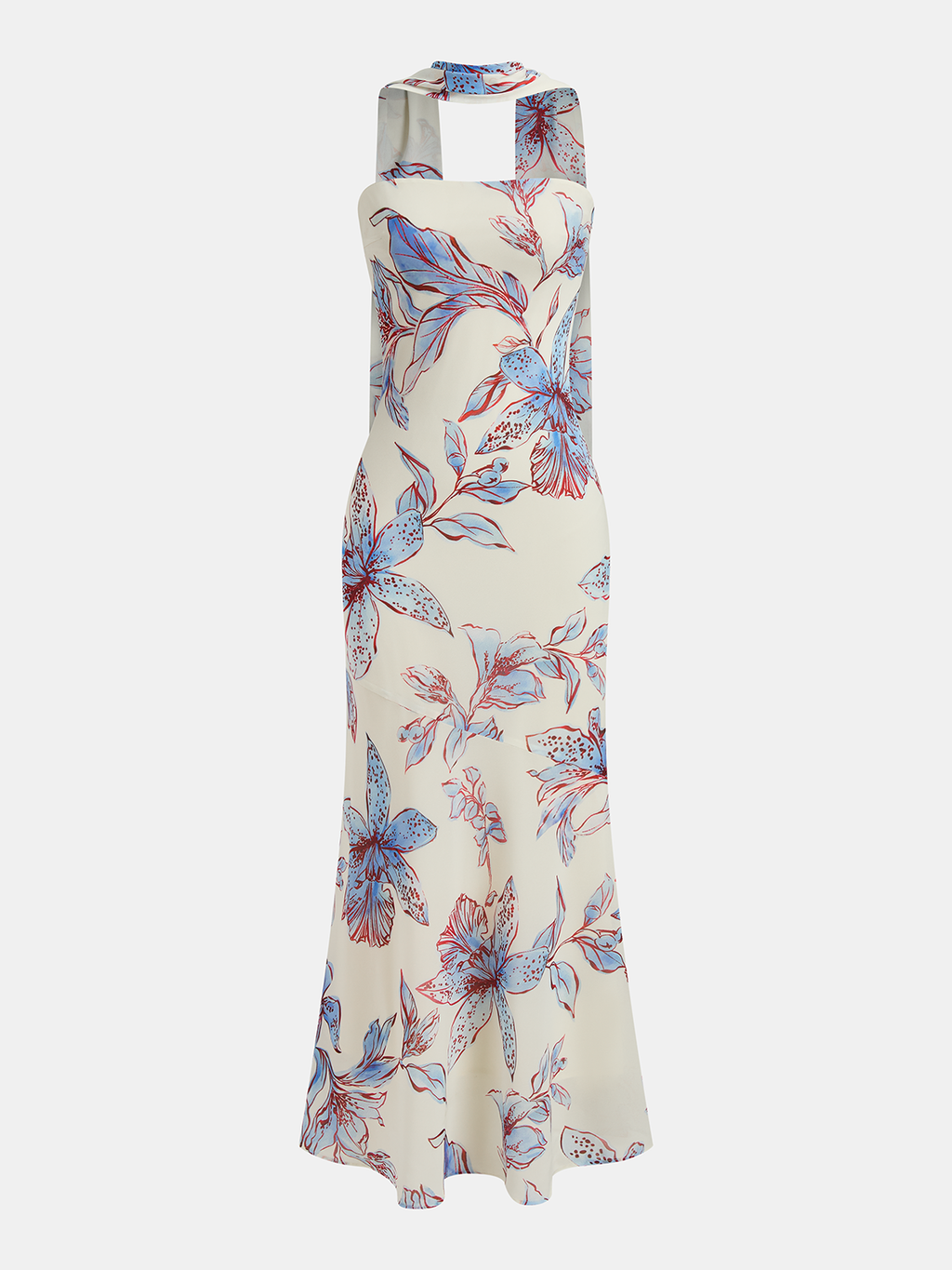 Robe longue dos nu à imprimé floral