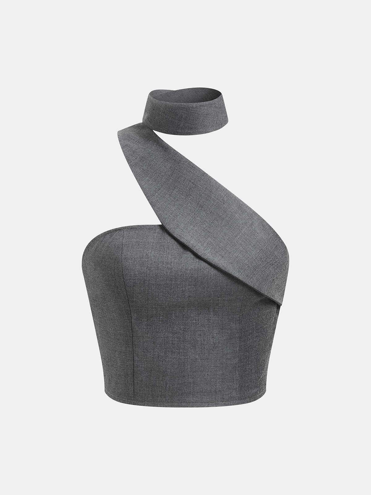 Asymmetrisches Neckholder-Crop-Top und Hosen-Set