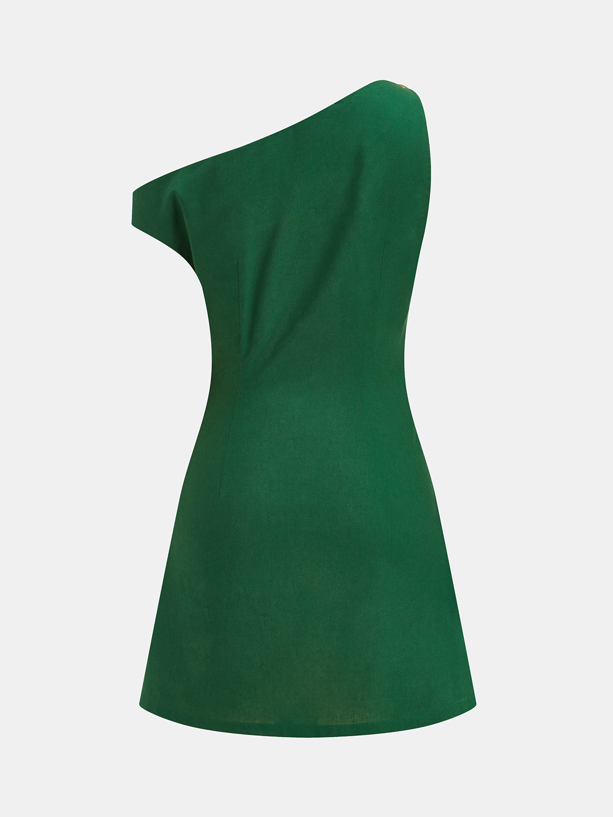 Robe Courte Asymétrique Froncée en Lin Mélangé