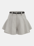 Belted High Waisted Flared Shorts
