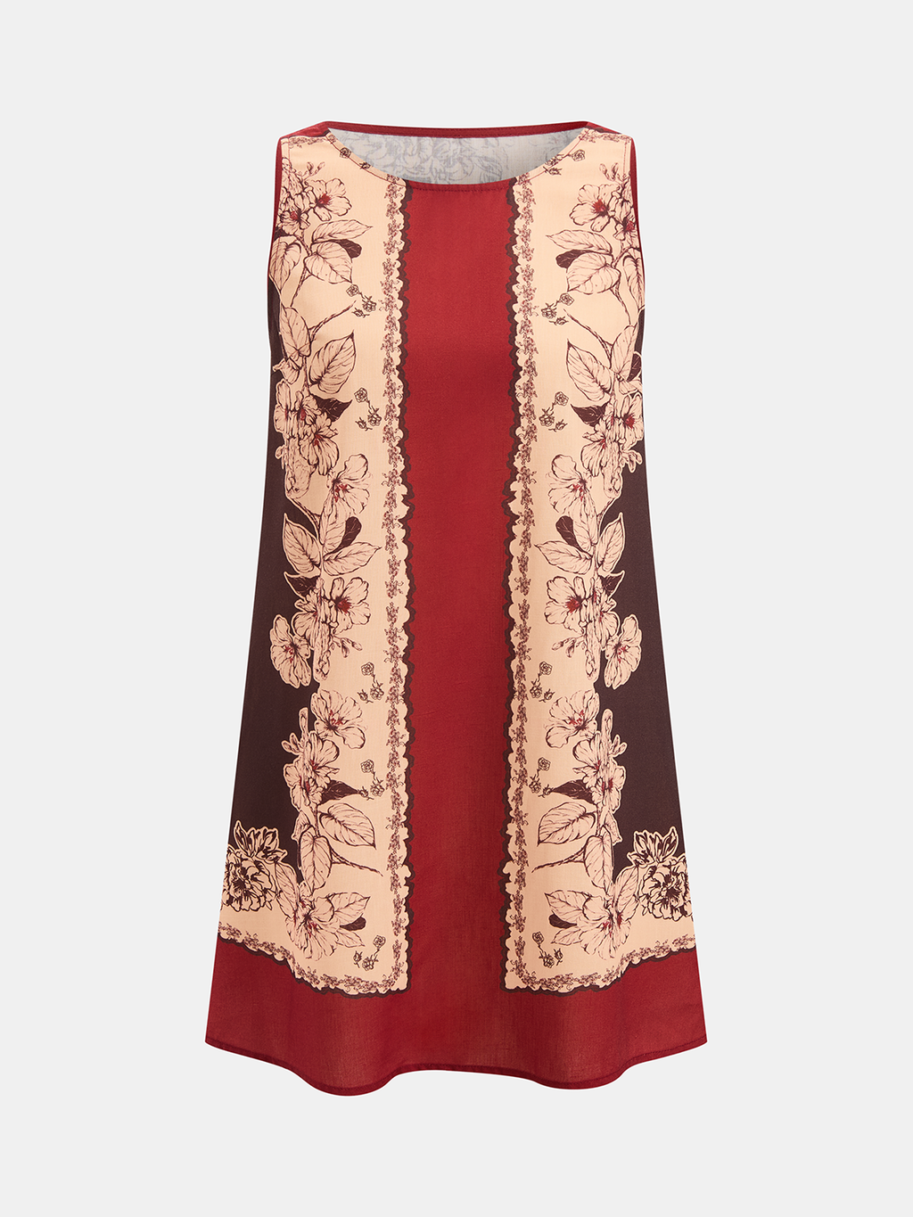 Robe Courte Sans Manches à Imprimé Floral Vintage
