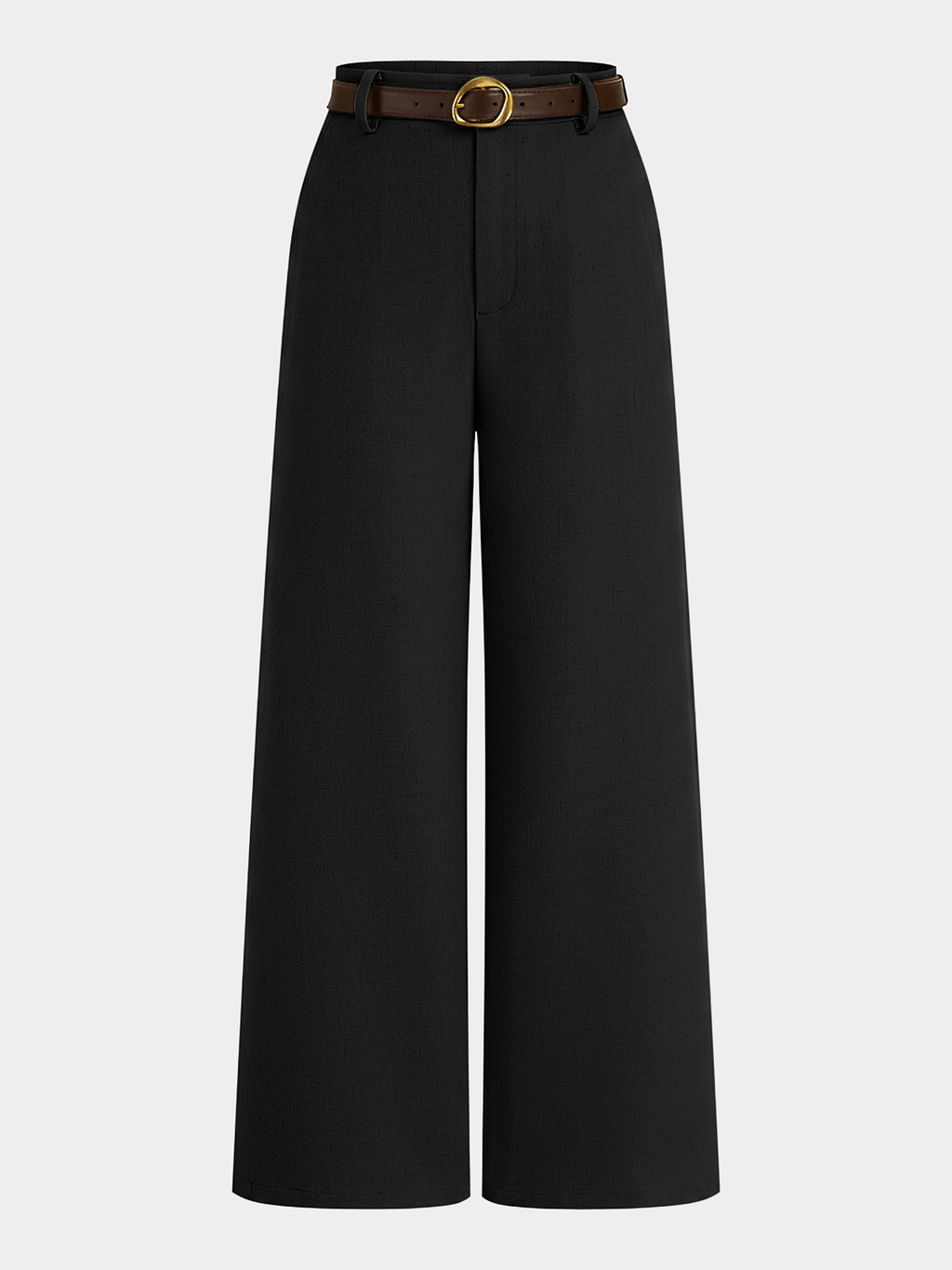 Belted Linen-Blend Wide-Leg Pants