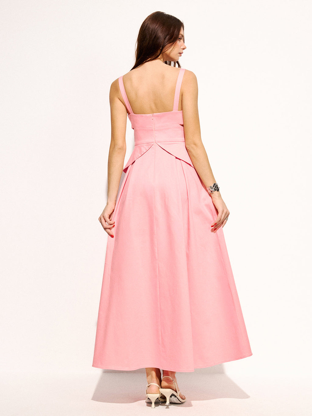 Baumwoll-Maxikleid mit Cutouts und Trägern