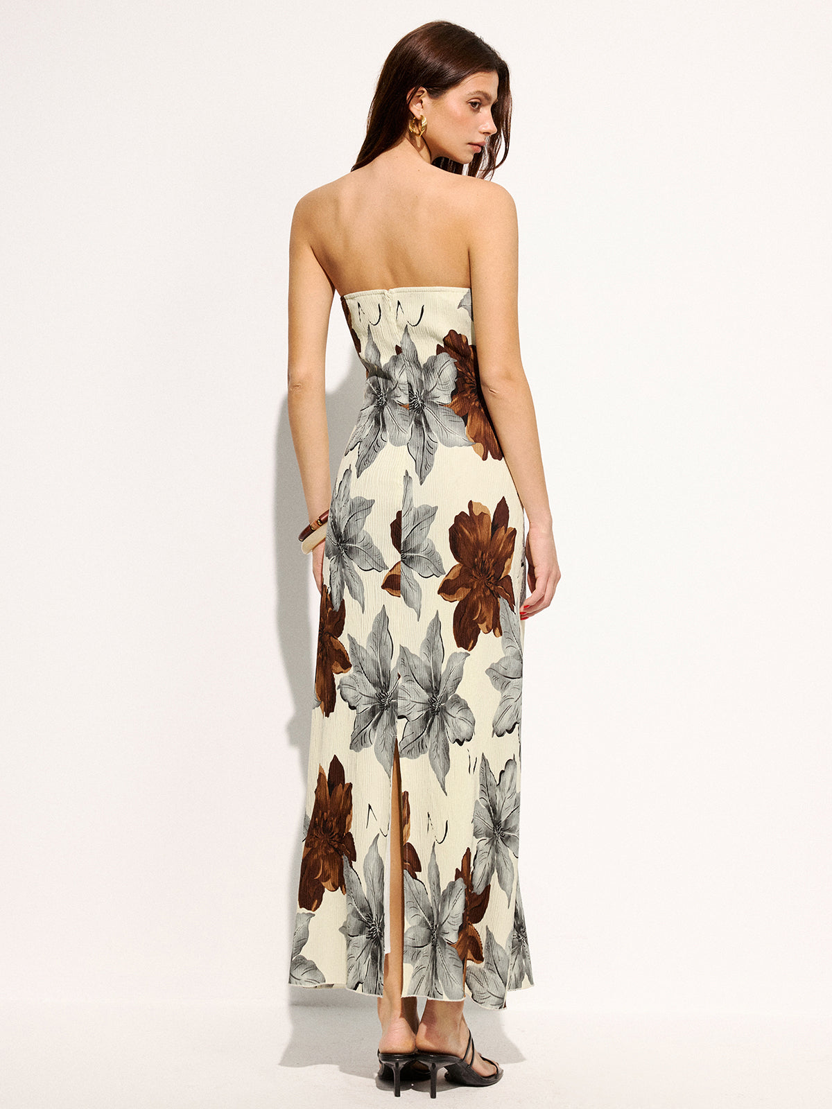 Robe longue bustier à imprimé fleuri